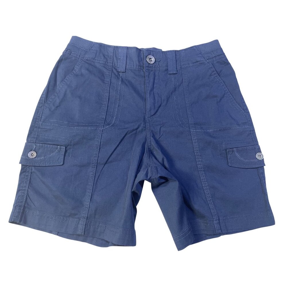 Style&Co Womens Size 4 Blue Mid Rise Comfort Waist Short Cargo Industrial Blue